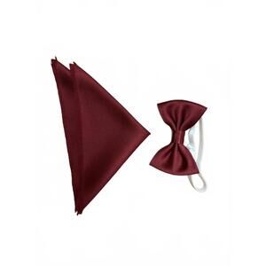 NEW QUIET LUXURY men's bow tie and pocket piece in burgundy